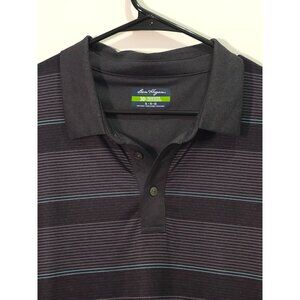 Ben Hogan Performance Polo Shirt XL Black Gray Striped Short Sleeve Recycled Pol